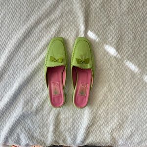 Lilly Pulitzer Vintage Pistachio Green Mules with bow size 7